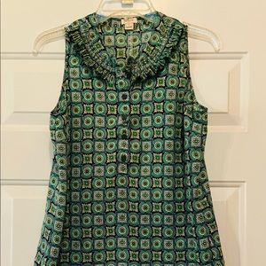 J. CREW-CUTE GREEN & BLUE TOP WITH BUTTONS SIZE 6